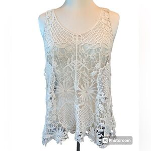 Signature Studio Contemporary Style blouse sleeveless lace sheer Size Medium